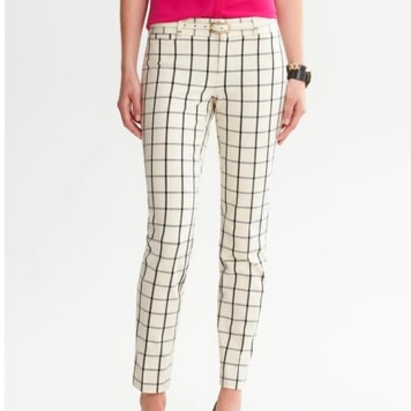 Banana Republic Beige Sloane-Fit Windowpane Women's Slim Ankle Pant | Size 4 - Picture 1 of 9
